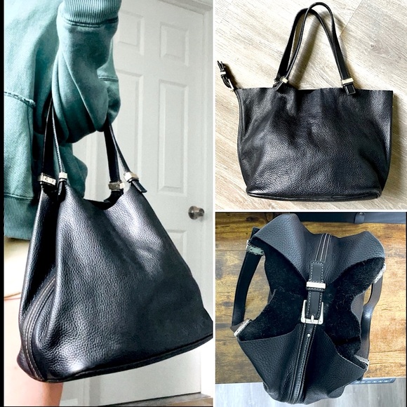 MICHAEL KORS✨Black Pebbled Leather “Colgate” Exposed Suede Shoulder Bag - Picture 1 of 16